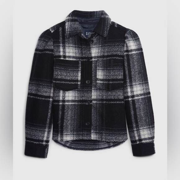 Puff Sleeve Cropped Wool Shirt Jacket - Picture 4 of 4